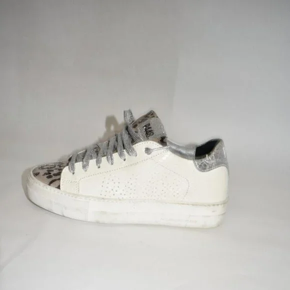 New! P448 John Leopard Tongue Low Top White Street Sneaker 38 EU 8 US DD347 - Picture 4 of 7